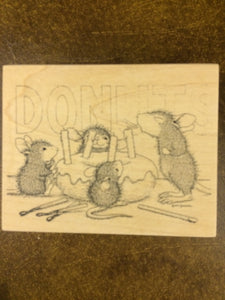 House Mouse Rubber Stamp - Donut Birthday
