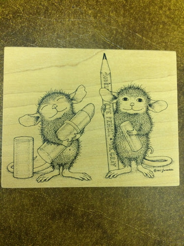 House Mouse Rubber Stamp - Eye Pencil & Lipstick Ready